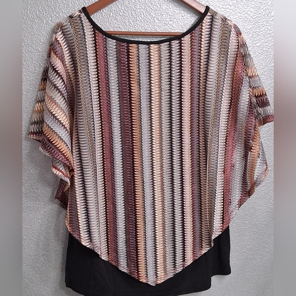 Apt.9 Striped Multicolor Poncho Top  Sizr L - Picture 4 of 14